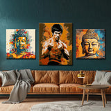 3-Panel Buddhist And Martial Arts Motifs On Gallery CanvasStylish Wall Pictures