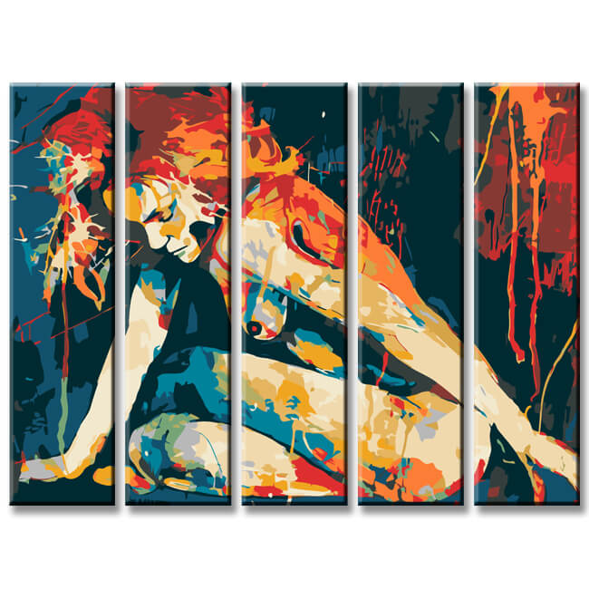 Painting by numbers art woman with red hair 5 pieces
