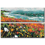 Painting by numbers panoramic flower meadow by the sea, 2 parts