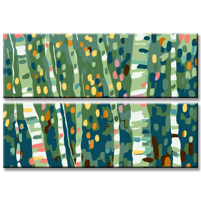 Painting by numbers panorama birch forest 2-part