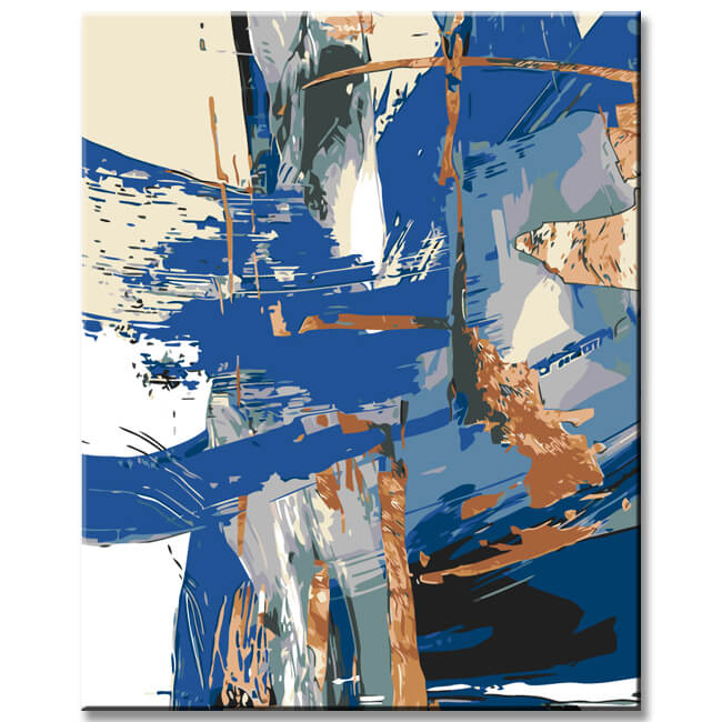 Painting by Numbers Abstract Shapes in Indigo Blue III