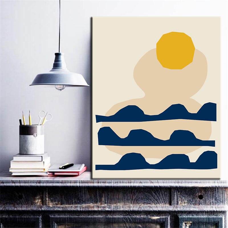 Painting By Numbers Art Minimalism Sun And Waves