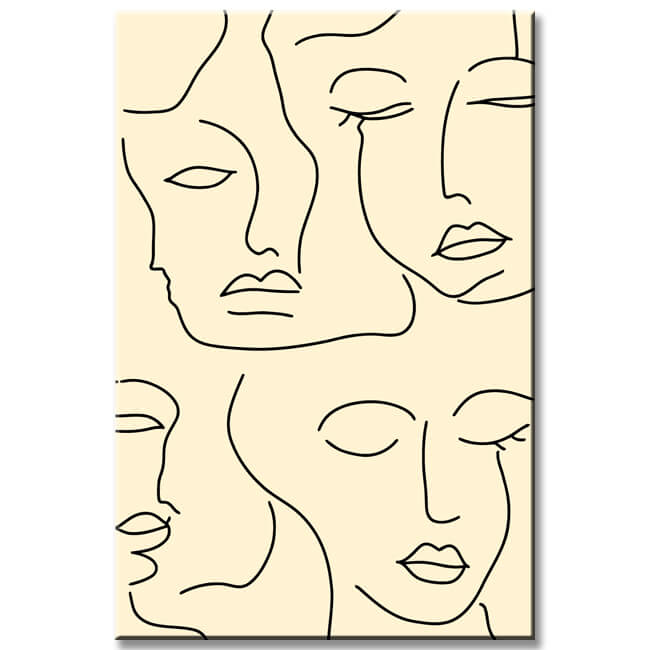Paint by Numbers Line Art Silhouettes Faces