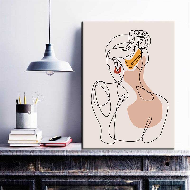 Painting by Numbers Art Minimalism Line Drawing Woman with Bun