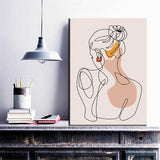 Painting by Numbers Art Minimalism Line Drawing Woman with Bun