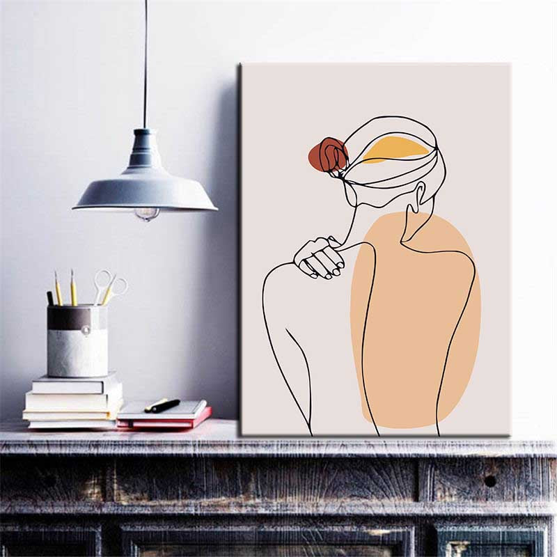 Painting by Numbers Art Minimalism Line Drawing Woman Back