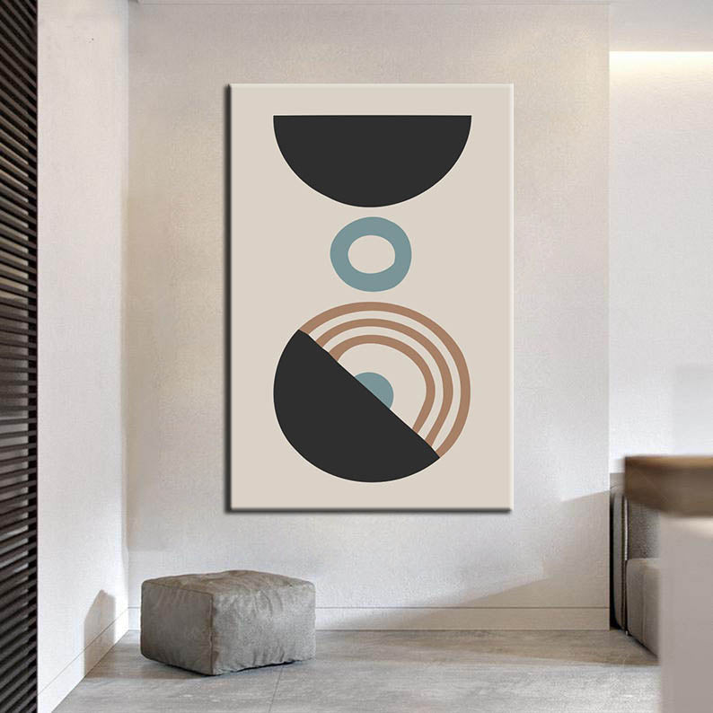 Painting By Numbers Art Minimalism Black Ball With Two Colorful Hemispheres