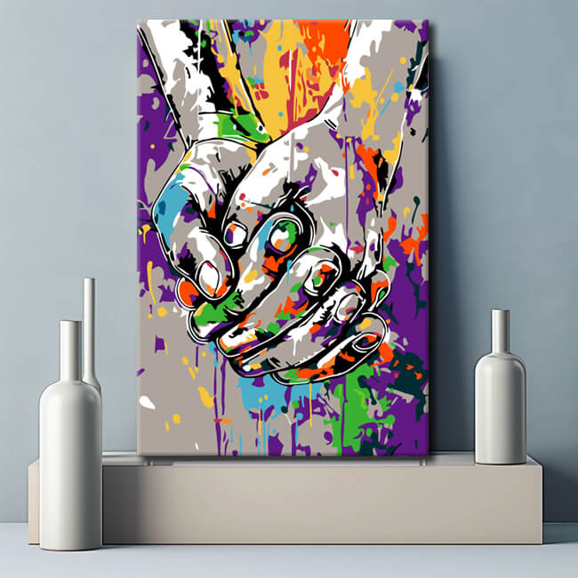 Painting by Numbers Hand-in-Hand Abstract Art