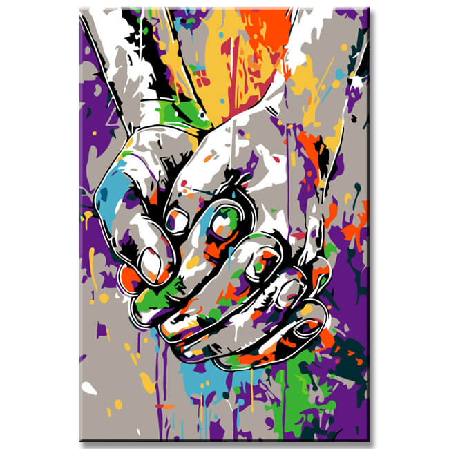 Painting by Numbers Hand-in-Hand Abstract Art