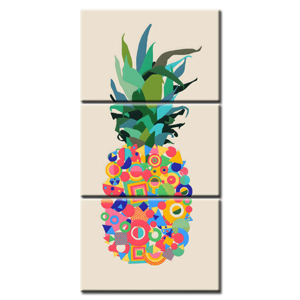Painting By Numbers Art Abstract Pineapple With Colorful Dots 3-Panel