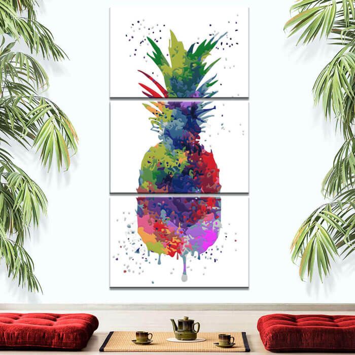 Painting By Numbers Art Abstract Colorful Pineapple 3-Panel