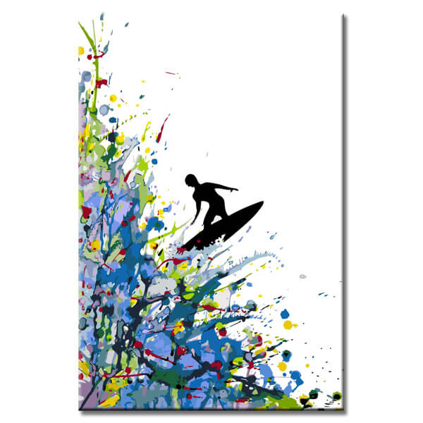 Painting By Numbers Art Abstract Surfer Jumping Out Of Water Blobs