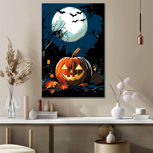 Paint by Numbers Halloween Pumpkin At Night