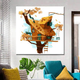 Paint By Numbers Art Illustration Big Brown Tree House With Swing
