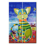 Painting by Numbers Art Illustration Colorful Big Cat 4 Panel