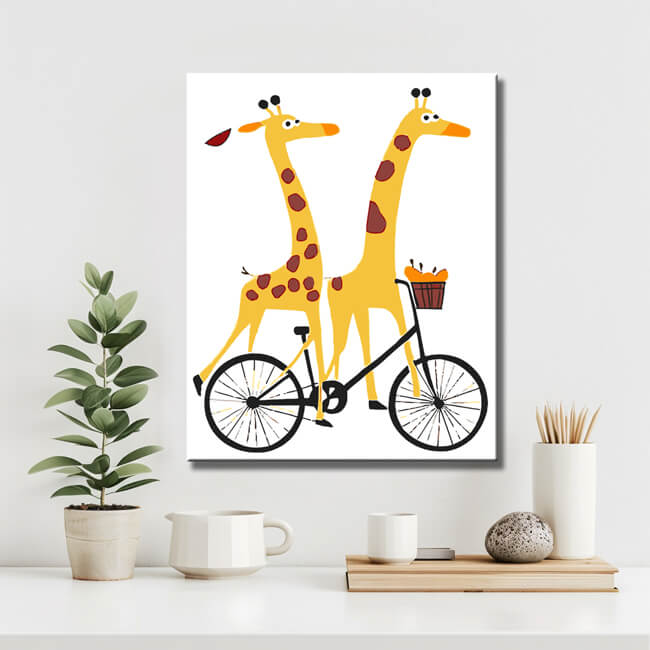 Painting by Numbers Animals Two Giraffes on The Tandem