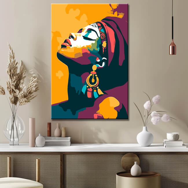 Painting by Numbers Art Culture Woman with Colorful Drawings on Her Face and Body