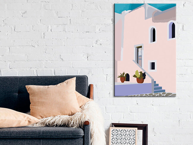 Painting by Numbers Minimalism Art Pink House with Stairs Shipping from DE
