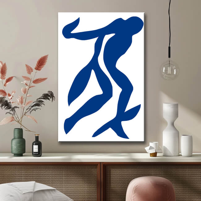 Paint by Numbers Art Blue Line Drawing Jumping Man