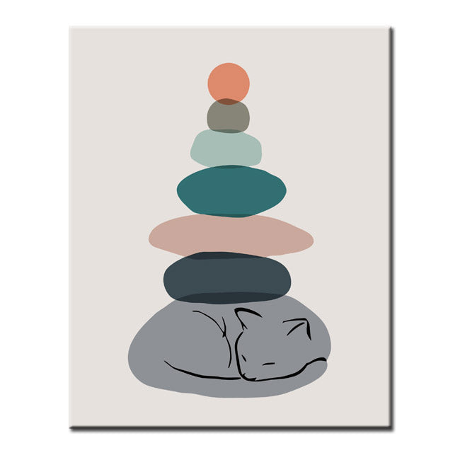 Paint By Numbers Art Stacked Stones On Cat
