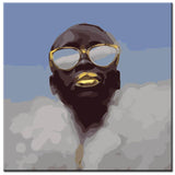 Painting By Numbers Art Lifestyle African Person With Golden Lips And Sunglasses