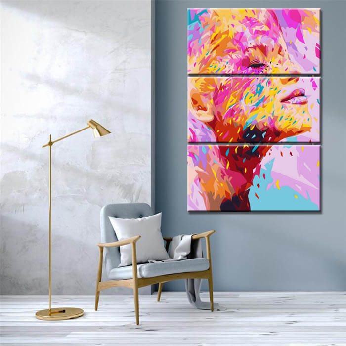 Painting by Numbers Art Woman Profile with Buten Blots 3-Panel