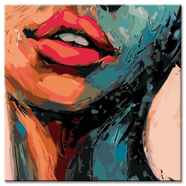 Painting by Numbers Abstract Art Woman with Red Lips Shipping from DE