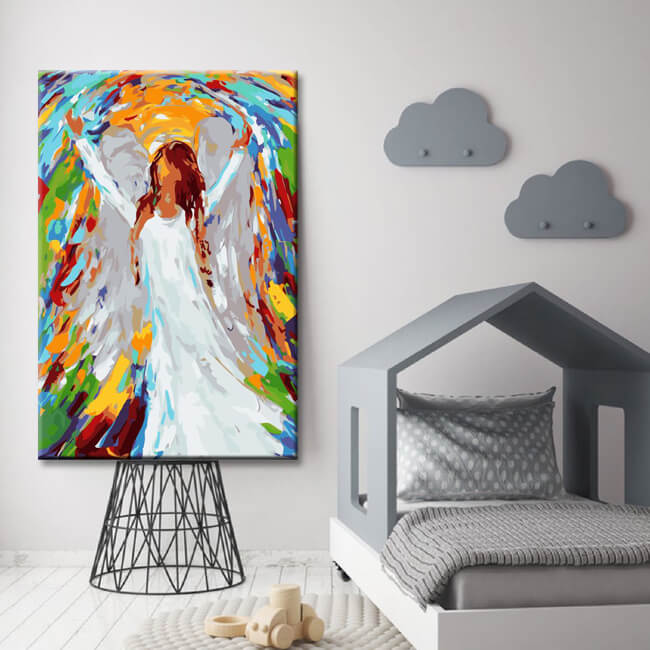 Paint By Numbers Colored Guardian Angel Art