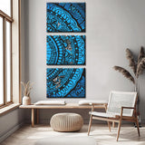 Paint By Numbers Blue Mandala Art 3-Panel