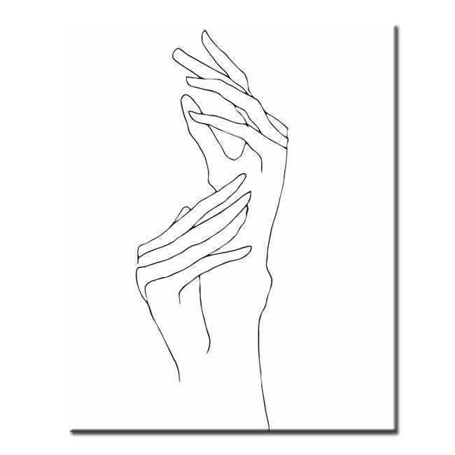 Paint by Numbers Line Drawing Art Silhouette Hands V