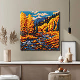Painting by Numbers Art Nature River  Flows Through The Autumn Landscape
