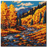 Painting by Numbers Art Nature River  Flows Through The Autumn Landscape