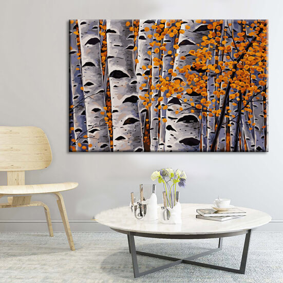 Painting by Numbers Art Nature Bare Trees with Autumn Leaves