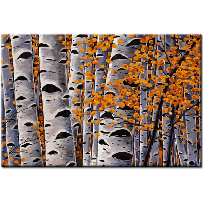 Painting by Numbers Art Nature Bare Trees with Autumn Leaves