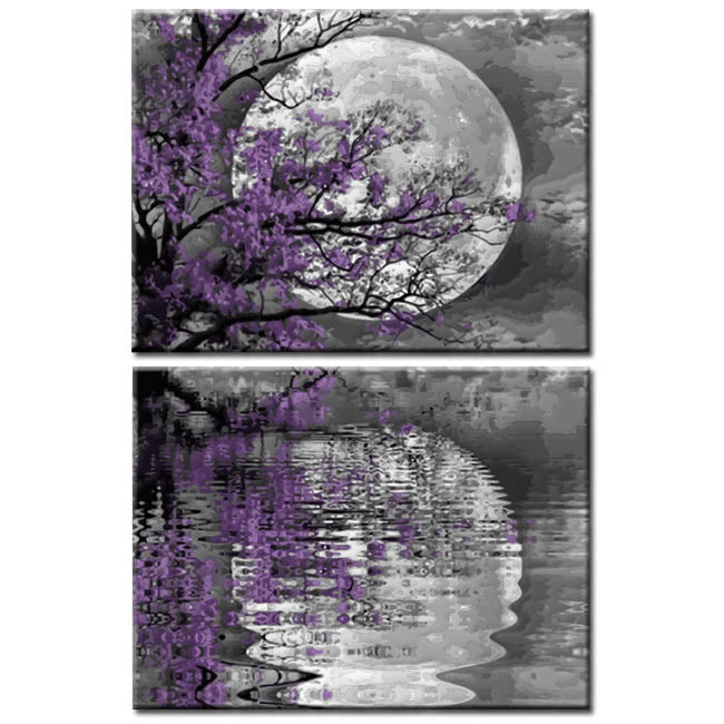 Painting By Numbers Art Nature Full Moon Reflected in The Water