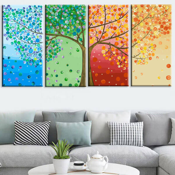 Painting By Numbers Art Nature Four Colors Tree