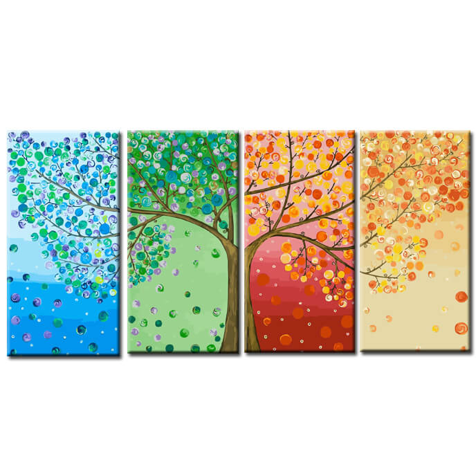 Painting By Numbers Art Nature Four Colors Tree