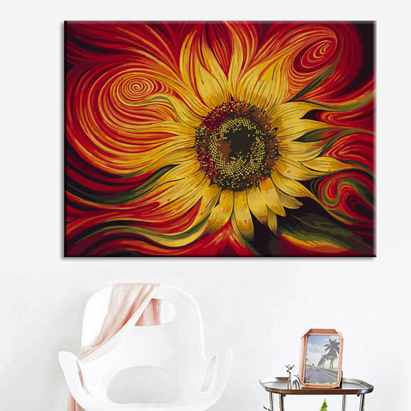 Painting by Numbers Art Nature Open Sunflower Blowing in The Wind