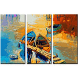 Painting by Numbers Nature Art Boat on The Lake i 3-Panel