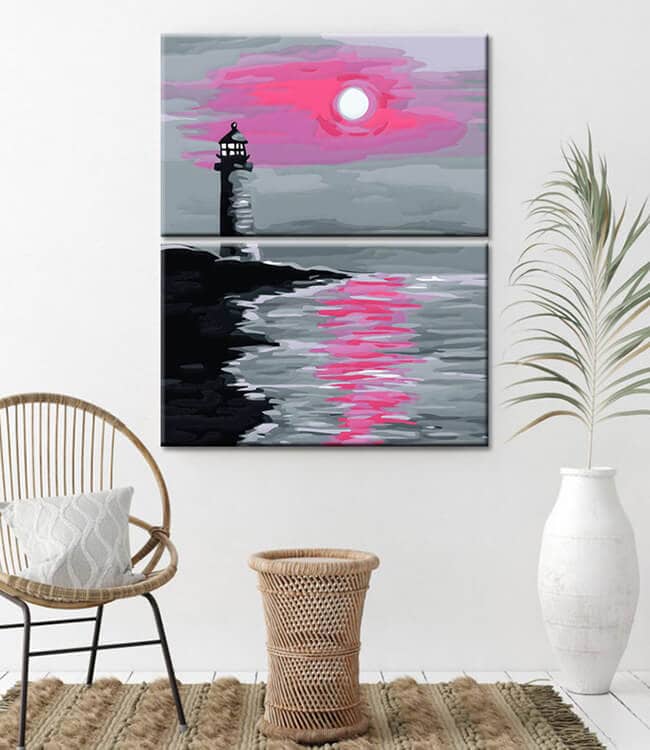 Painting by Numbers Lighthouse in The Sunset 2-Panel