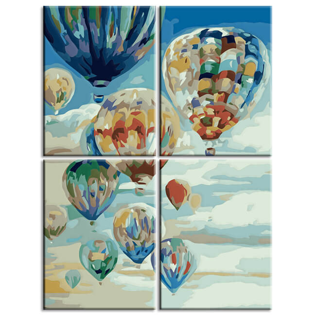 Painting By Numbers Balloons in The Sky 4 Pieces -