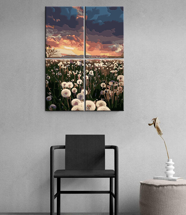 Painting By Numbers Dandelion Field 4-Panel