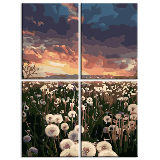 Painting By Numbers Dandelion Field 4-Panel