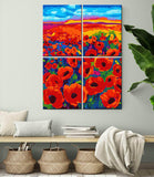 Painting By Numbers Poppy Field Field 4-Panel