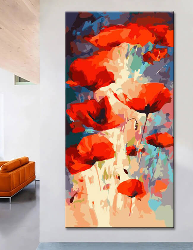 Paint by Numbers Watercolor Poppy Flowers