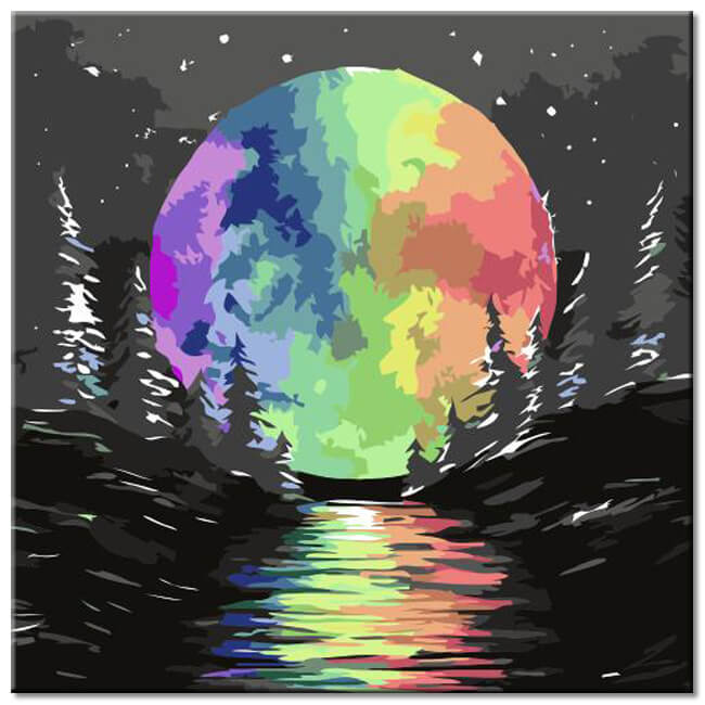 Painting by Numbers Arctic Rainbow Moon Shipping from DE