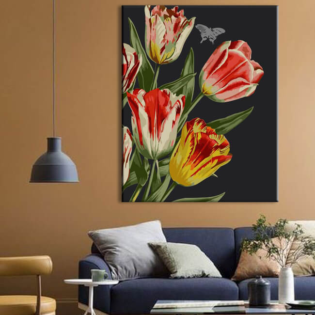 Painting by numbers tulips flowers