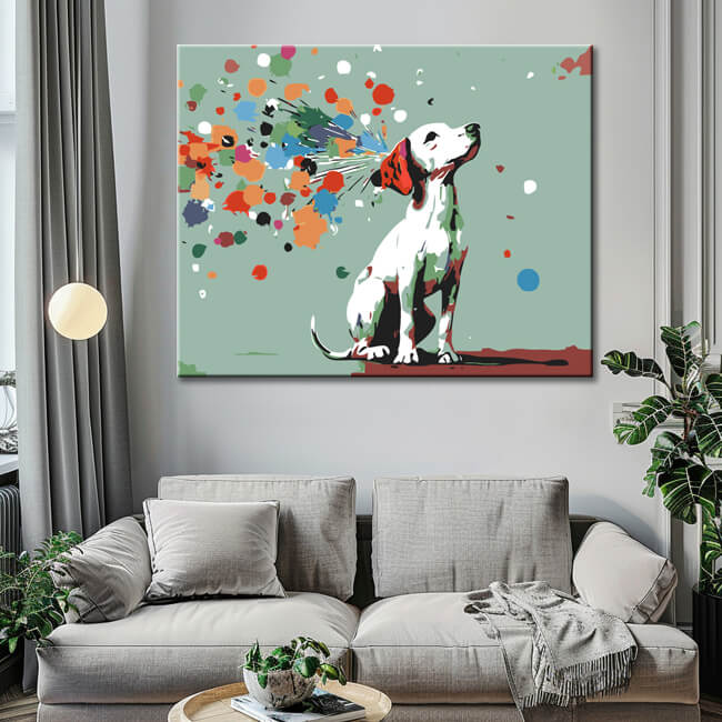 Paint by Numbers ArtÂ  Colorful Dots Fly Away Due To Fan