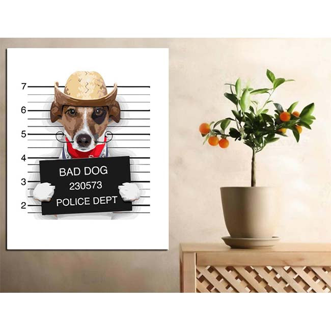 Painting By Numbers Art Criminal Dog With Cowboy Hat