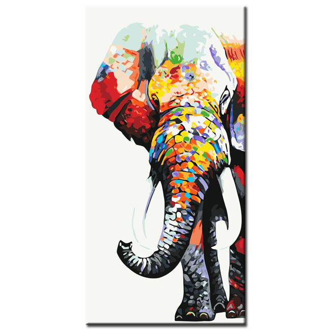 Painting by Numbers Art Animal Elephant with Colorful Head and Trunk